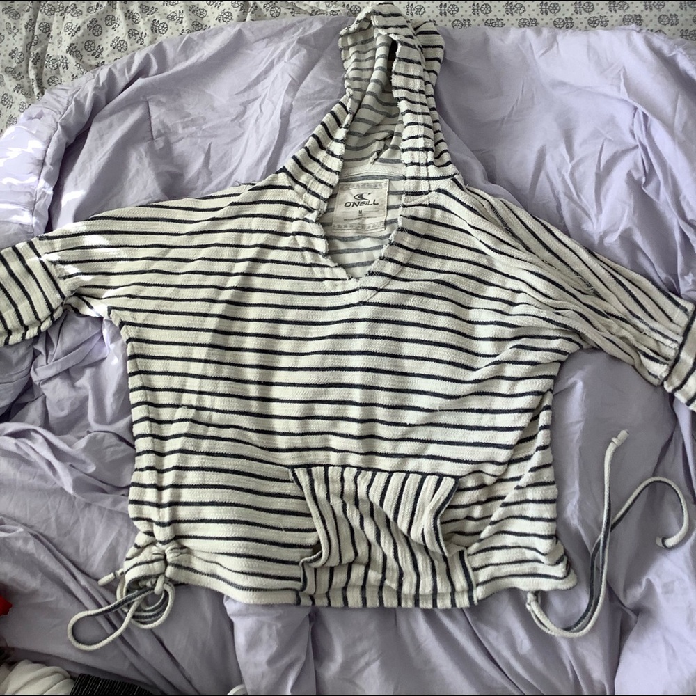 o’neill women’s striped coverup / hoodie